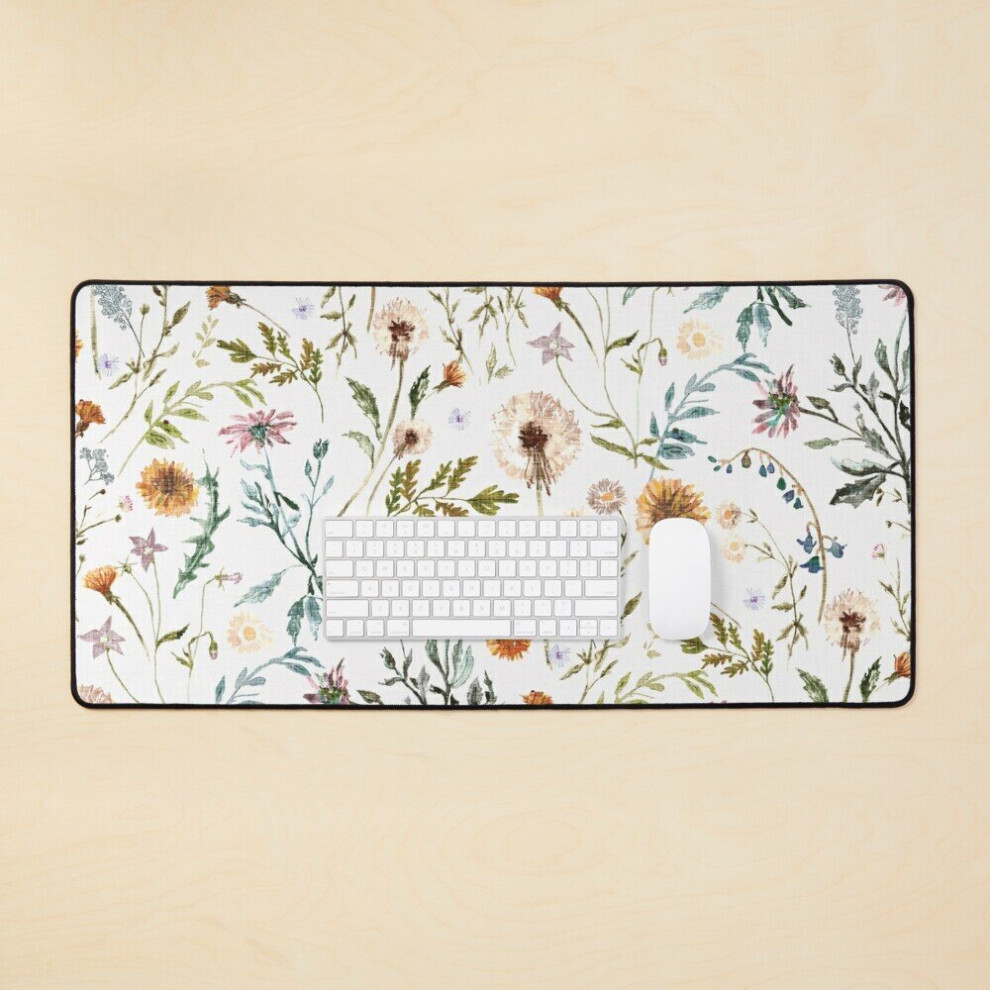 Desk Mat Copy Of Wylde Fleur (White) Large Gaming Mouse Pad 35X16 Inch White 7802738324358
