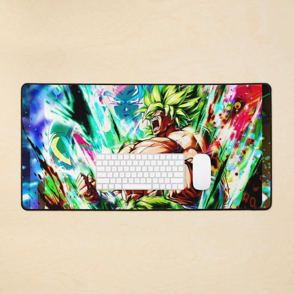 Desk Mat Full Power Super Saiyan Broly Large Gaming Mouse Pad 35X16 Inch 7802738312737