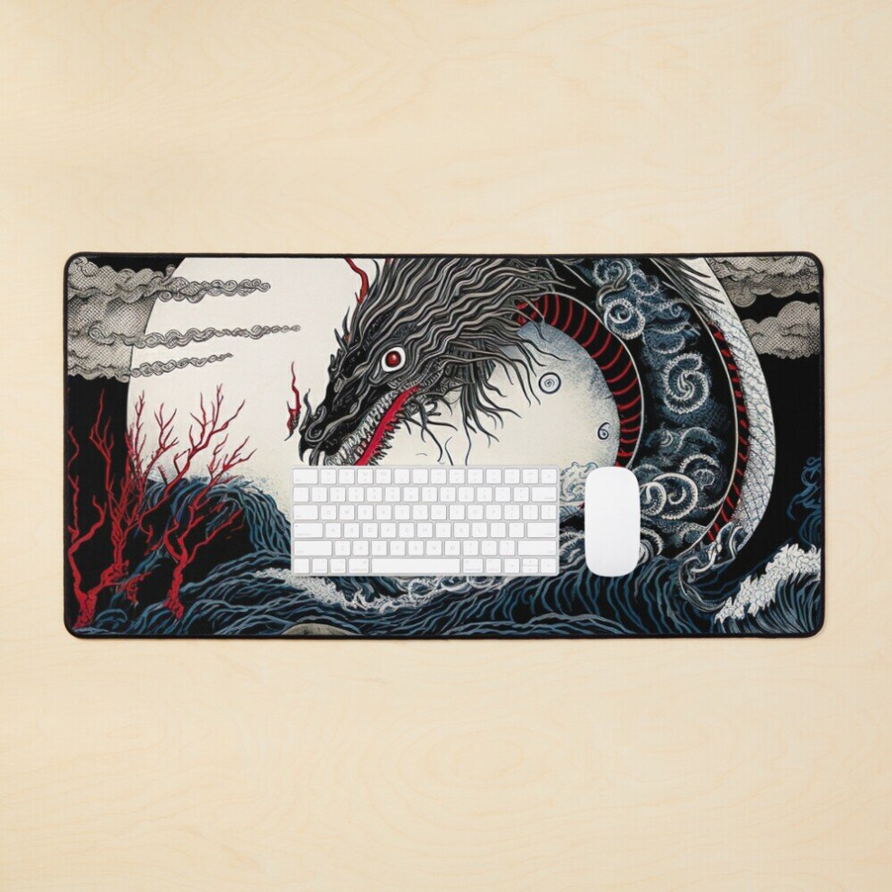 Desk Mat Japanese Dragons Large Gaming Mouse Pad 35X16 Inch 7802738354638