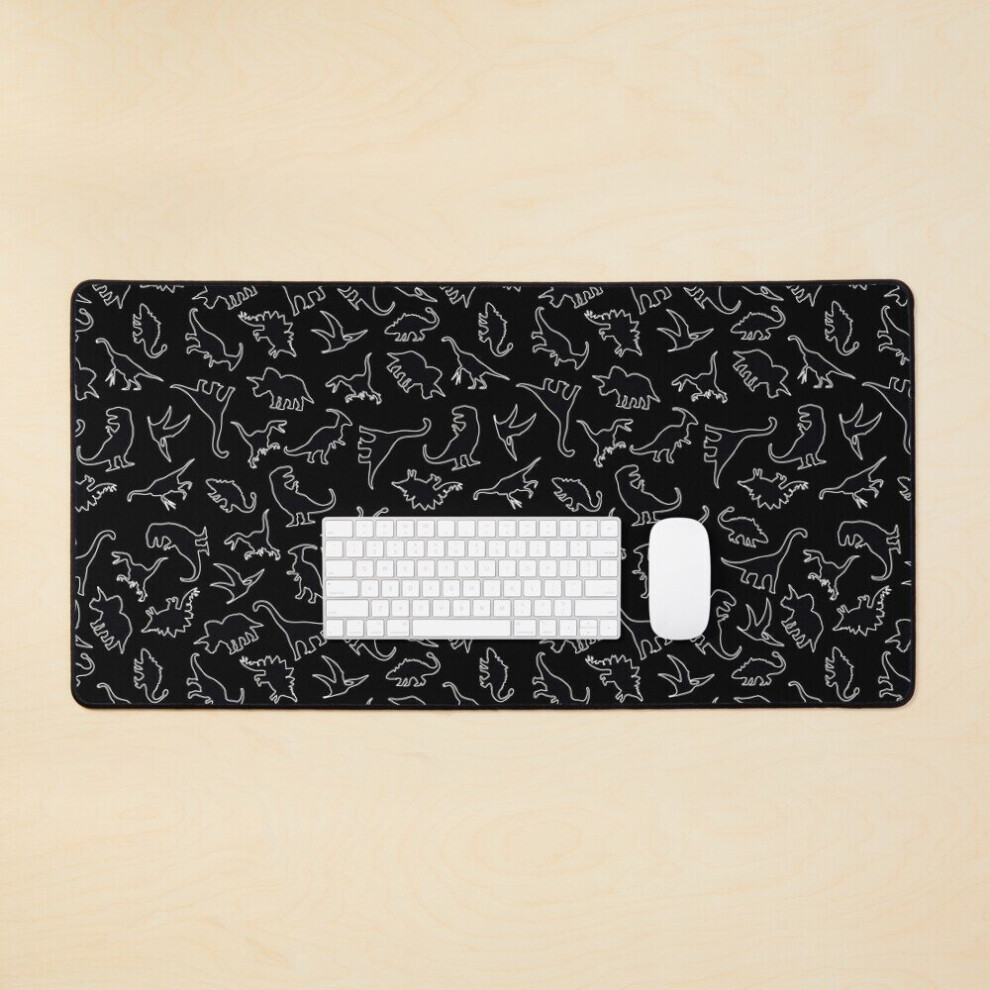Desk Mat Dinosaur Pattern Outline ( Outline) Large Gaming Mouse Pad 35X16 Inch White 7802738388305