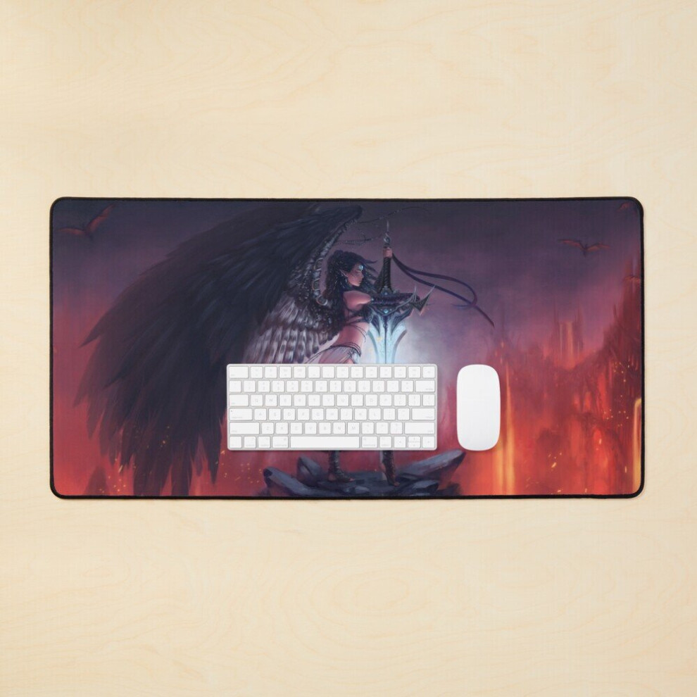 Desk Mat Angel Large Gaming Mouse Pad 35X16 Inch Dark 7802738365566