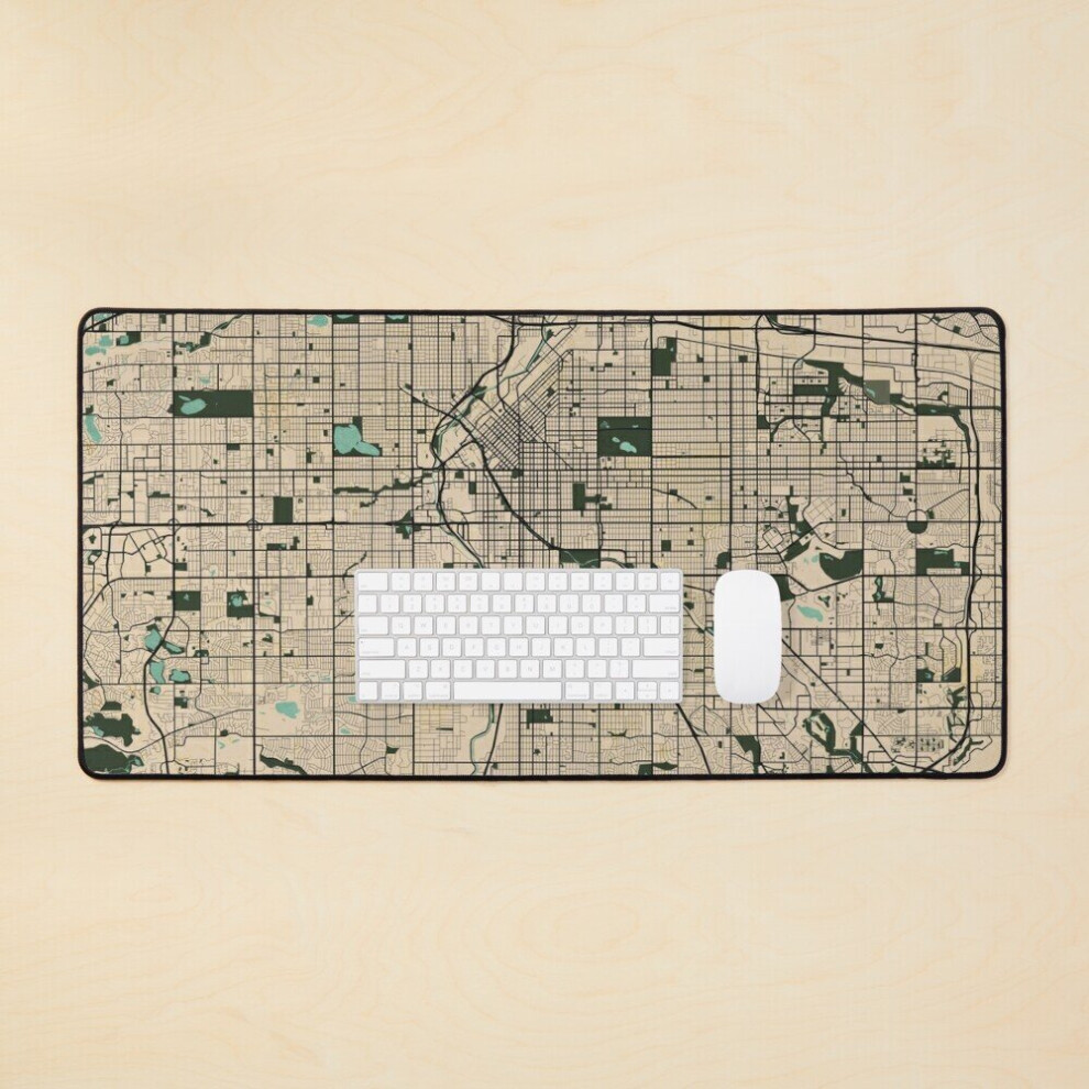 Desk Mat Denver City Map Of Colorado, Usa - Vintage Large Gaming Mouse Pad 35X16 Inch 7802738321807