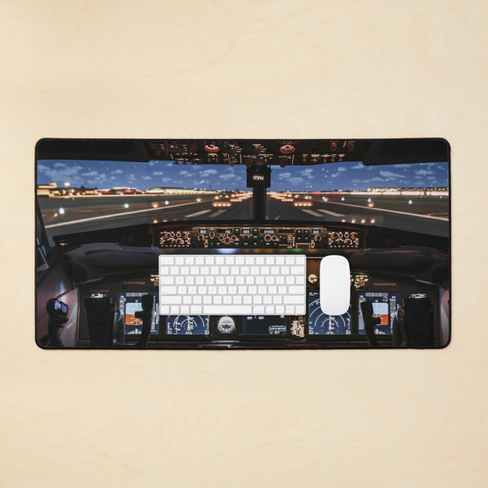 Desk Mat Airplane Cockpit Travel Aviation Aircraft Large Gaming Mouse Pad 35X16 Inch 7802738378405