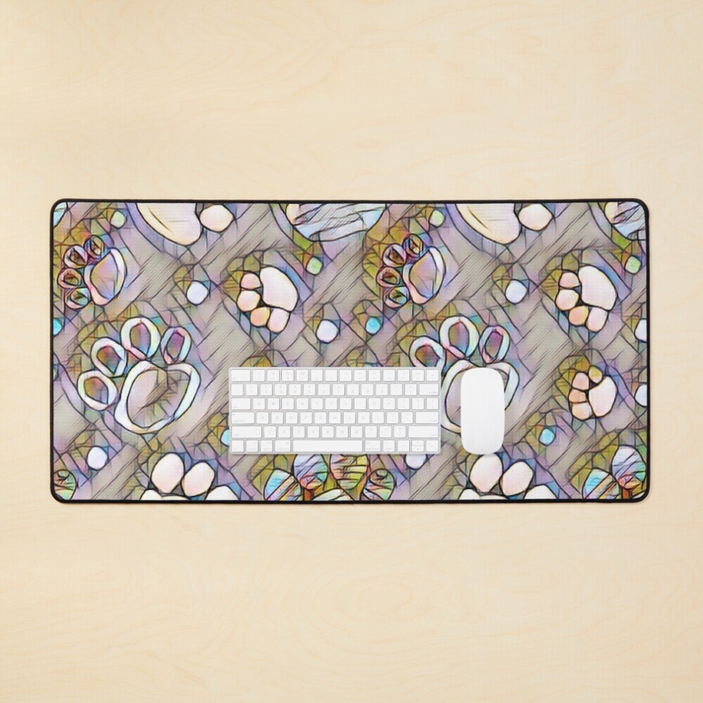 Desk Mat Dog Paw Print Pattern. Large Gaming Mouse Pad 35X16 Inch 7802738362329