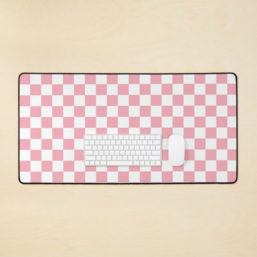 Desk Mat Checkerboard Pattern Large Gaming Mouse Pad 35X16 Inch Pink 7802738331813