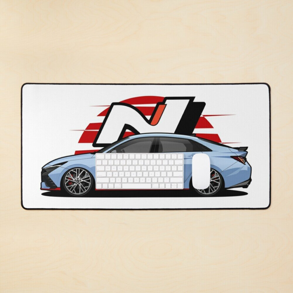 Desk Mat I30n Sedan/Elantra N Side View Large Gaming Mouse Pad 35X16 Inch 7802738329384