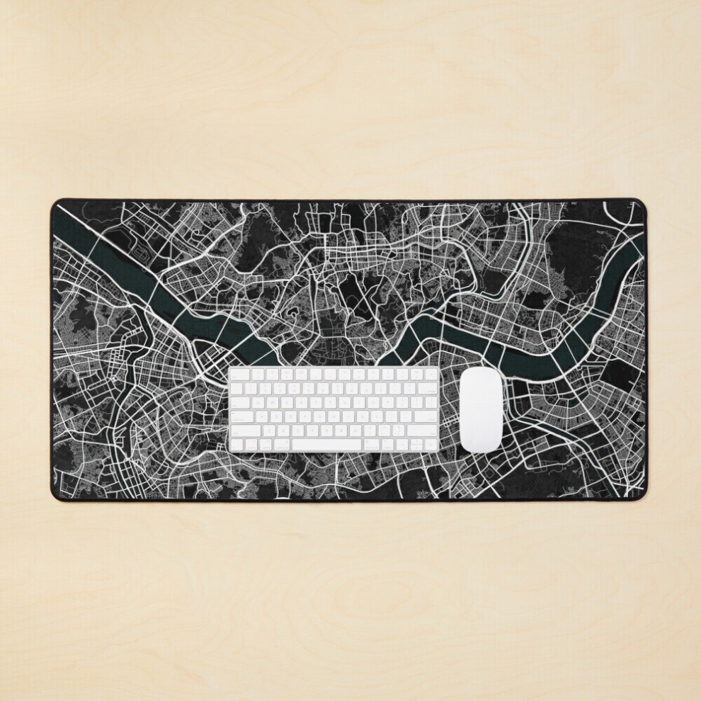Desk Mat Seoul City Map Of South Korea - Large Gaming Mouse Pad 35X16 Inch Dark 7802738319392