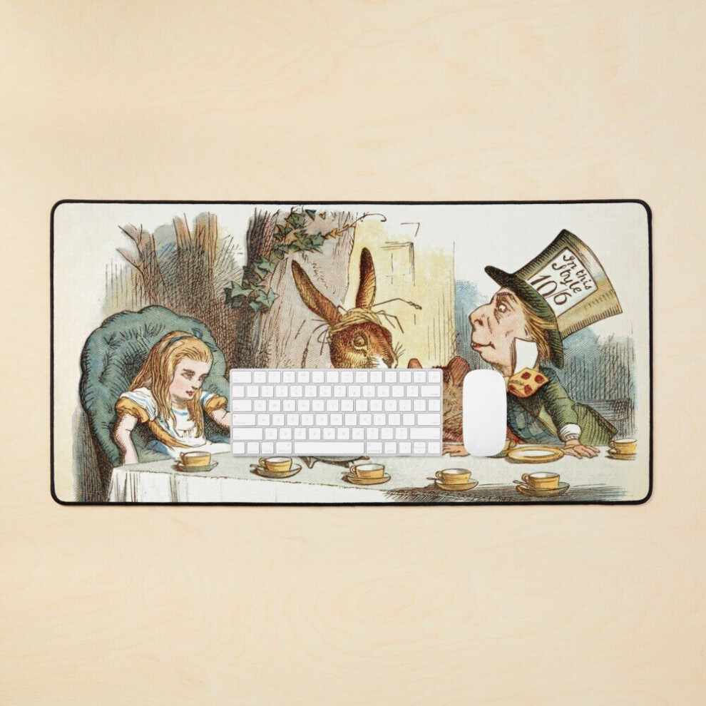 Desk Mat Alice In Wonderland - Tea Party - You're Entirely Bonkers - Quote Large Gaming Mouse Pad 35X16 Inch 7802738334395