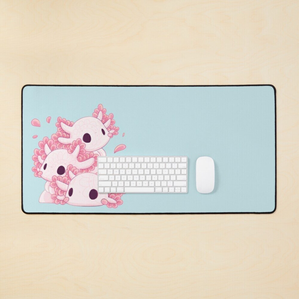 Desk Mat Cute Axolotl Chibi Stack Large Gaming Mouse Pad 35X16 Inch 7802738360127