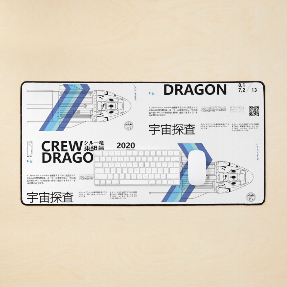 Desk Mat Crew Dragon Large Gaming Mouse Pad 35X16 Inch 7802738369779