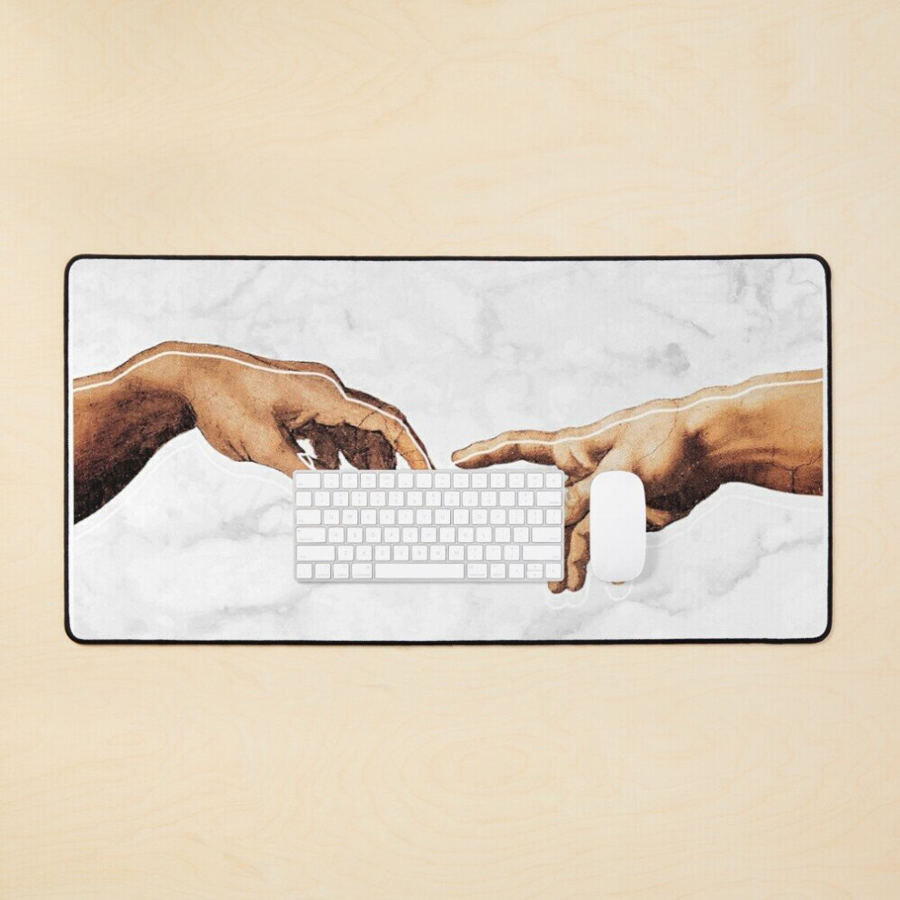 Desk Mat The Creation Of Adam Michelangelo Large Gaming Mouse Pad 35X16 Inch 7802738384277