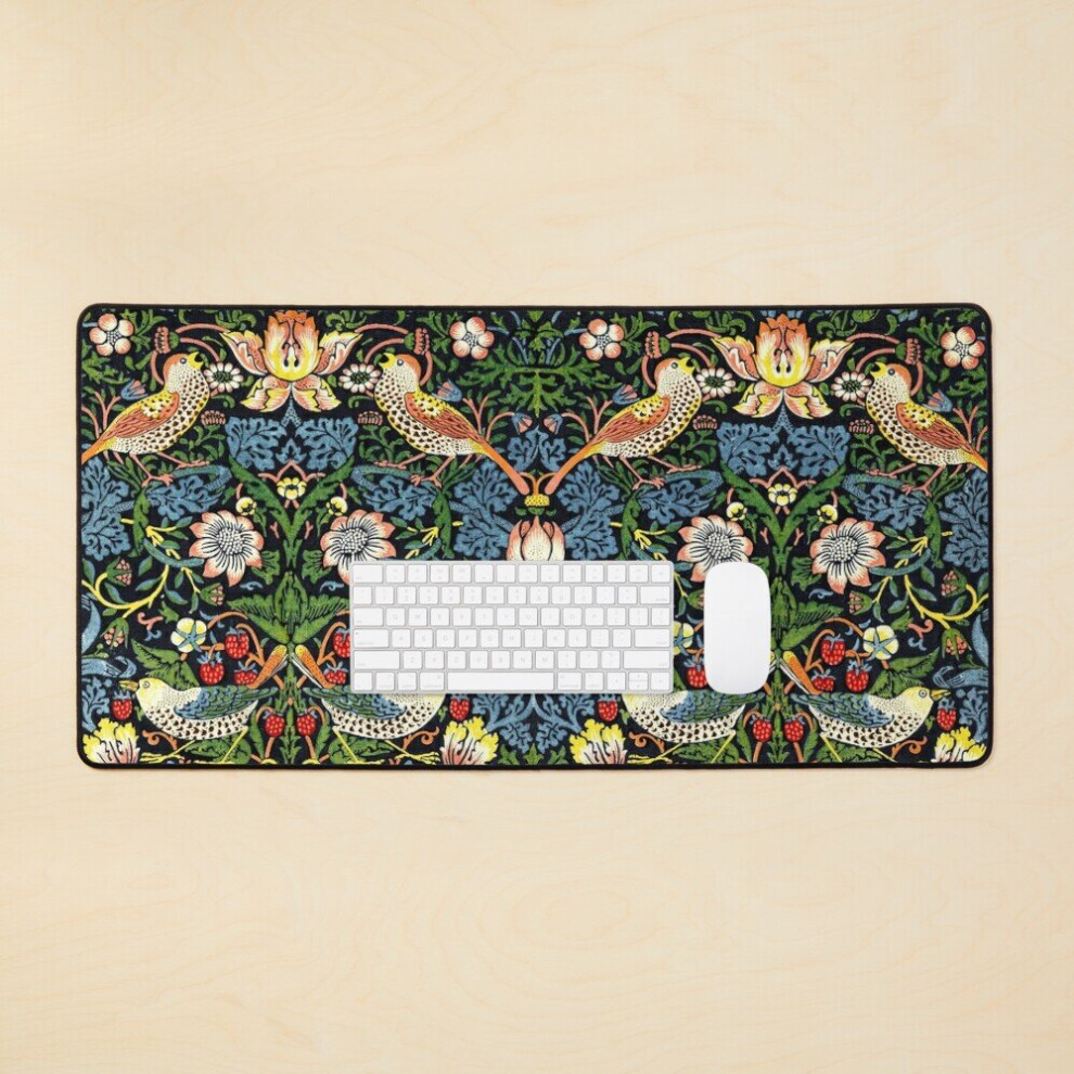 Desk Mat William Morris Strawberry Thief - 1883 Large Gaming Mouse Pad 35X16 Inch 7802738367850