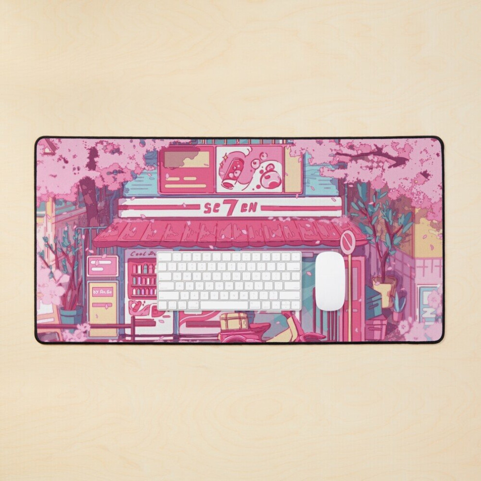 Desk Mat The Aesthetic Tokyo Street With Vending Machines And A Grocery Store Large Gaming Mouse Pad 35X16 Inch 7802738312041
