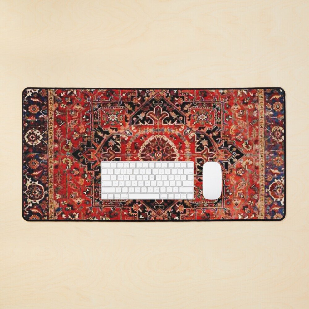 Desk Mat Heriz Antique Vintage Boho Persian Carpet Print Large Gaming Mouse Pad 35X16 Inch 7802738335040