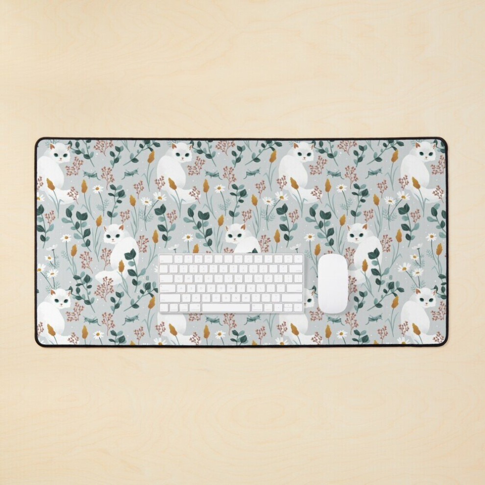 Desk Mat Cat In The Meadow Pattern Large Gaming Mouse Pad 35X16 Inch 7802738397093