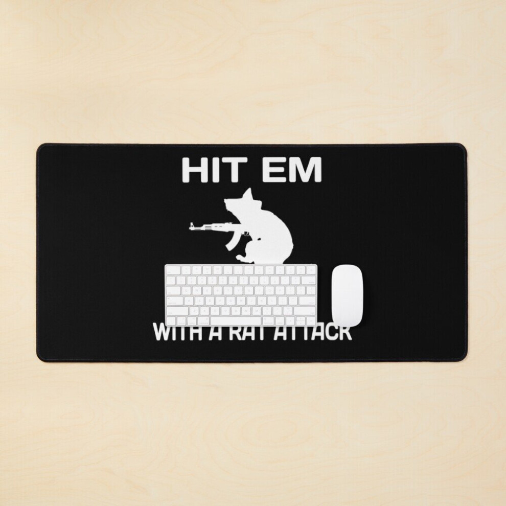 Desk Mat Escape From Tarkov - Hit Em With A Rat Attack Large Gaming Mouse Pad 35X16 Inch 7802738352535