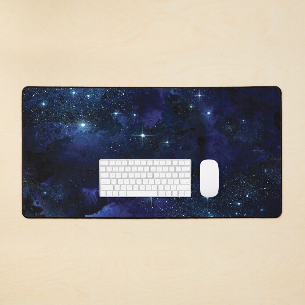 Desk Mat Watercolor Starry Night Sky Large Gaming Mouse Pad 35X16 Inch Blue 7802738383461
