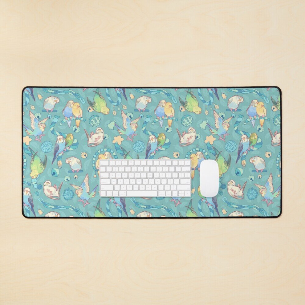 Desk Mat Budgie Bunch Bubblegum Ice Flavored Large Gaming Mouse Pad 35X16 Inch Cream 7802738324464