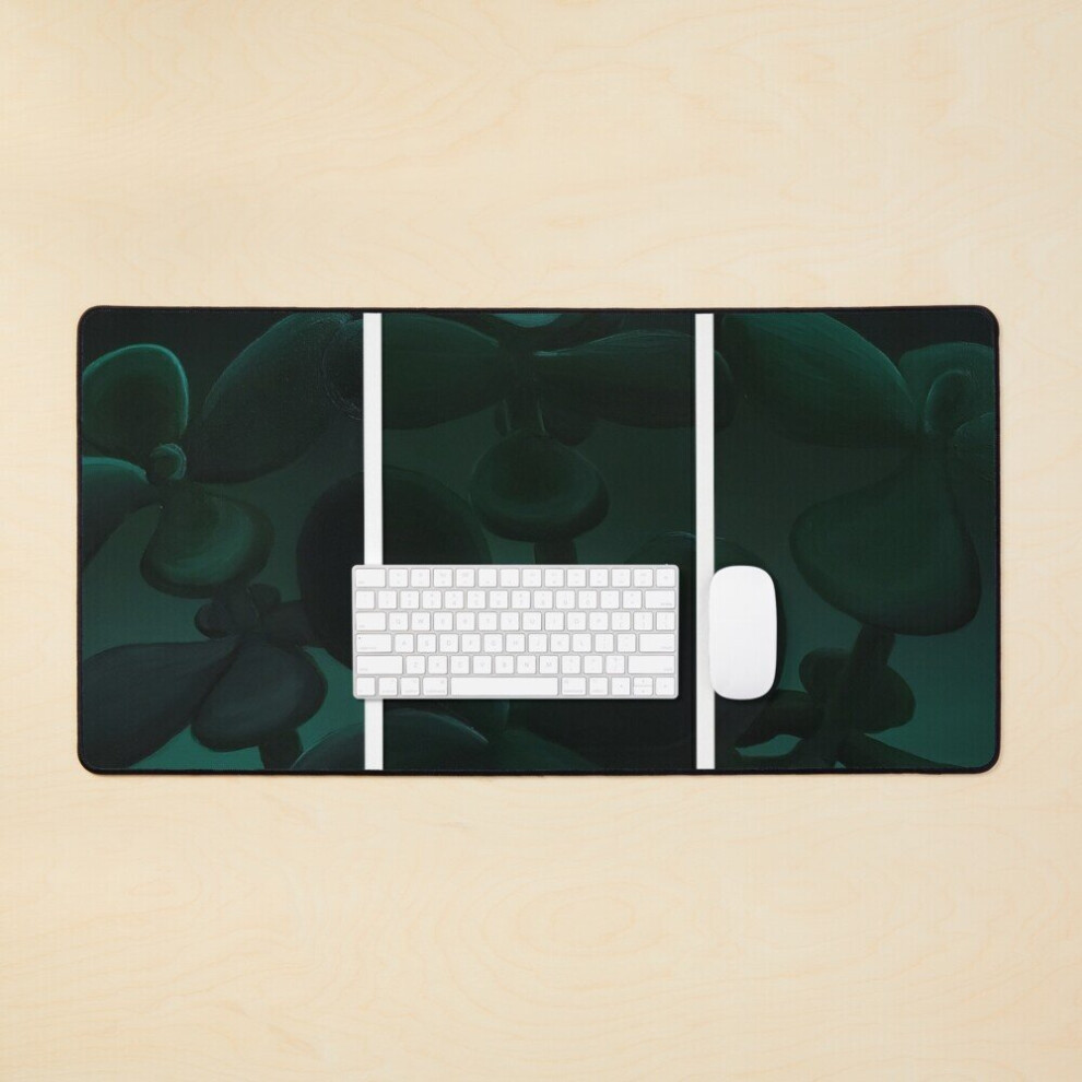 Desk Mat Jade Plant Monotone Triptych Large Gaming Mouse Pad 35X16 Inch 7802738391954
