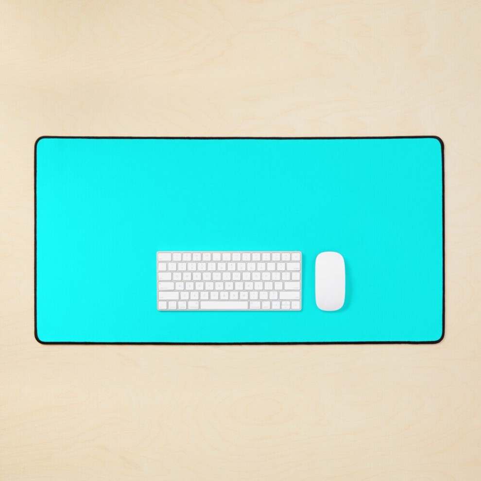 Desk Mat Large Gaming Mouse Pad 35X16 Inch Cyan 7802738329483