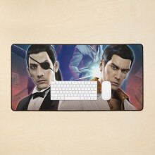 Yakuza 0 Desk Mat - Large 35x16 in Extended Gaming Mouse Pad, Non-Slip Rubber Base & Stitched Edges, Vibrant Design