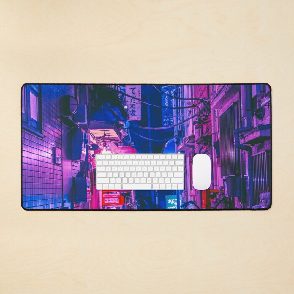 Desk Mat The Neon Alleyway Ghost Large Gaming Mouse Pad 35X16 Inch 7802738353846