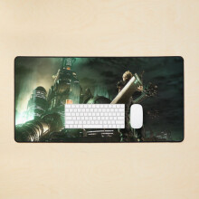 Desk Mat Cloud Strife VS ShinRa [Remake] Large Gaming Mouse Pad 35x16 inch