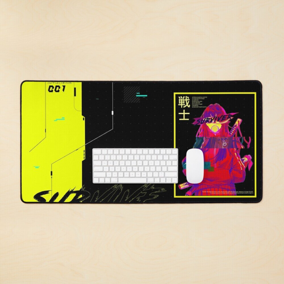 Desk Mat Survivor. -Cyberpunk Large Gaming Mouse Pad 35X16 Inch 7802738316889