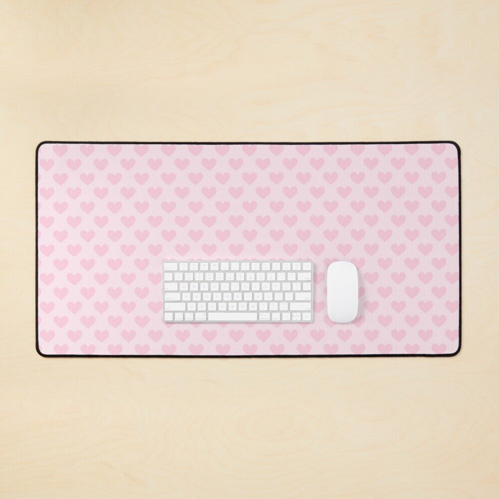 Desk Mat Pastel Hearts Large Gaming Mouse Pad 35X16 Inch Pink 7802738378795
