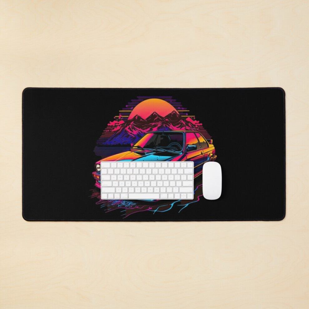 Desk Mat Retrowave Sport Car E30 Large Gaming Mouse Pad 35X16 Inch 7802738406214