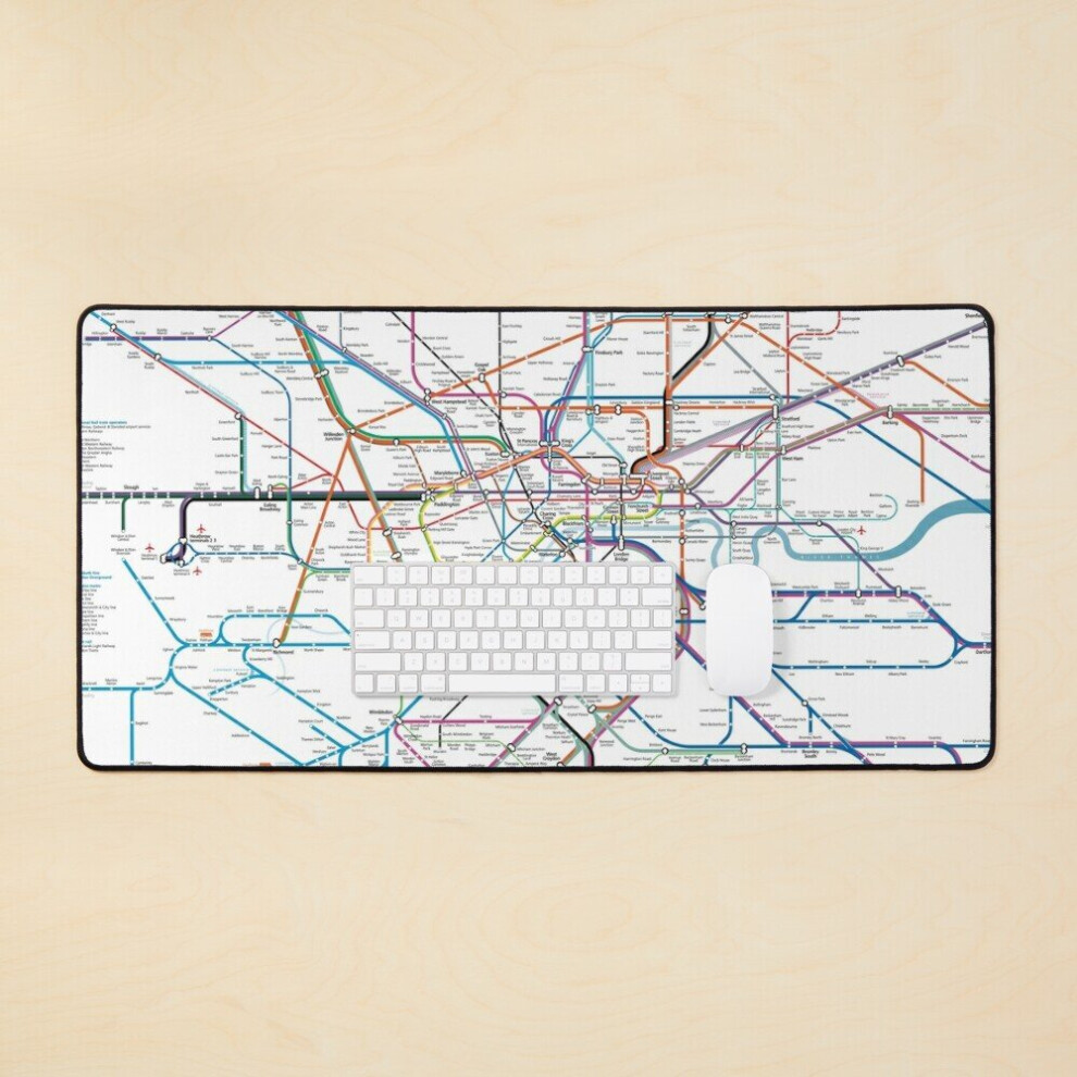 Desk Mat London Allrail Map Large Gaming Mouse Pad 35X16 Inch 7802738396119