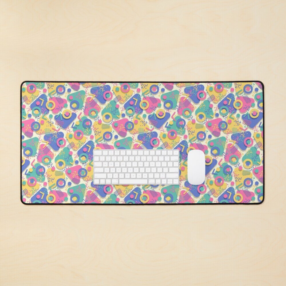 Desk Mat Retro Triangles//Bold Pastel Large Gaming Mouse Pad 35X16 Inch 7802738357202