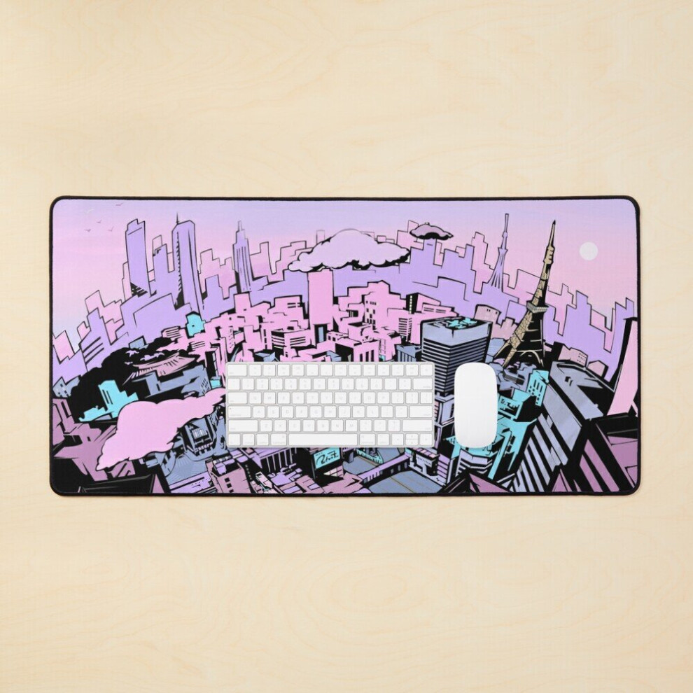 Desk Mat Persona 5 Pastel Tokyo Loading Screen Large Gaming Mouse Pad 35X16 Inch 7802738309966