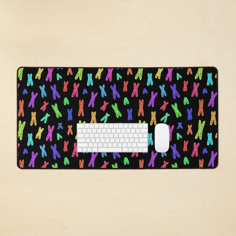 Desk Mat Condensed Chromosomes Pattern (Neon Bowling Alley Carpet Ver.) Large Gaming Mouse Pad 35X16 Inch 7802738357714