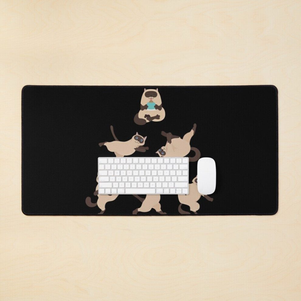 Desk Mat Siamese Cat Yoga - Cute Animals Doing Yoga Poses Large Gaming Mouse Pad 35X16 Inch 7802738340983