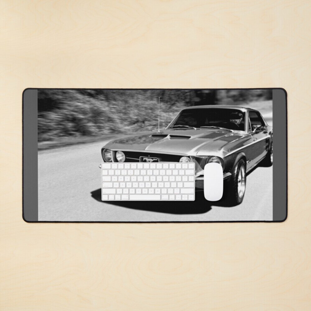 Desk Mat 1967 Ford Mustang B/W Large Gaming Mouse Pad 35X16 Inch 7802738319422