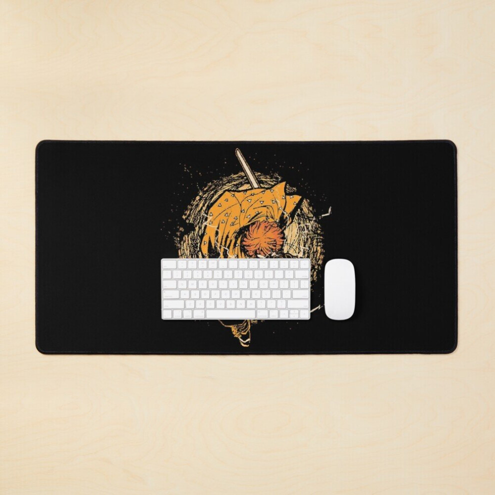 Desk Mat Thunder Breathing Zenitsu Large Gaming Mouse Pad 35X16 Inch 7802738382853