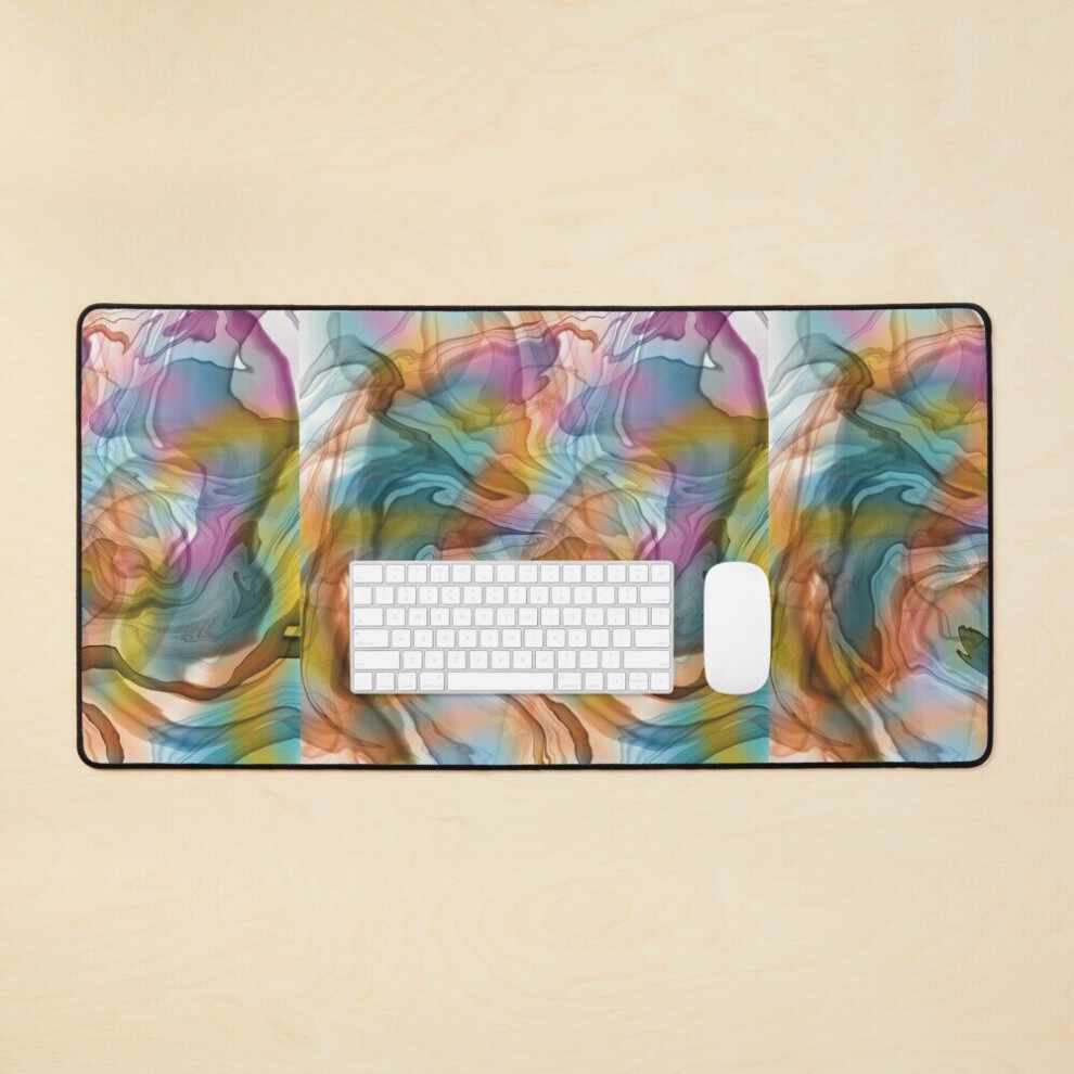 Desk Mat Colourful Alcohol Ink Pattern Large Gaming Mouse Pad 35X16 Inch 7802738357752