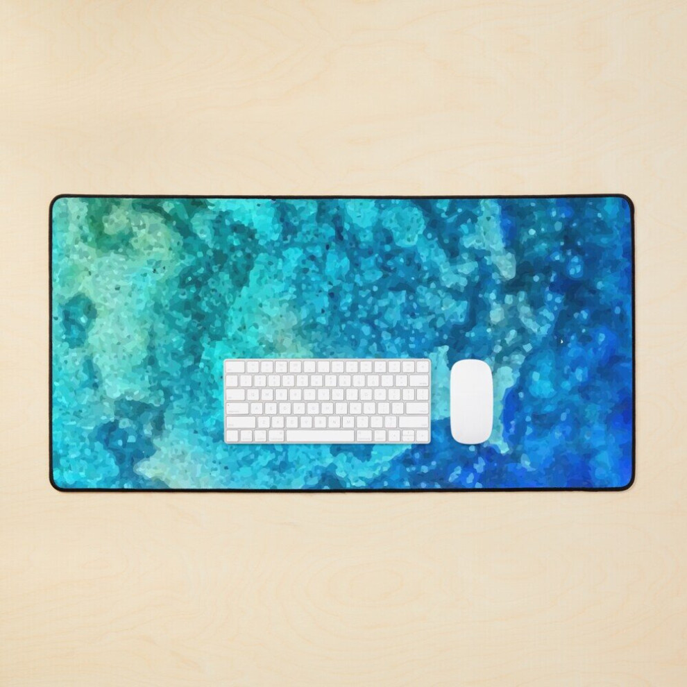 Desk Mat Aqua Ocean Watercolor Abstract Large Gaming Mouse Pad 35X16 Inch Turquoise 7802738371703