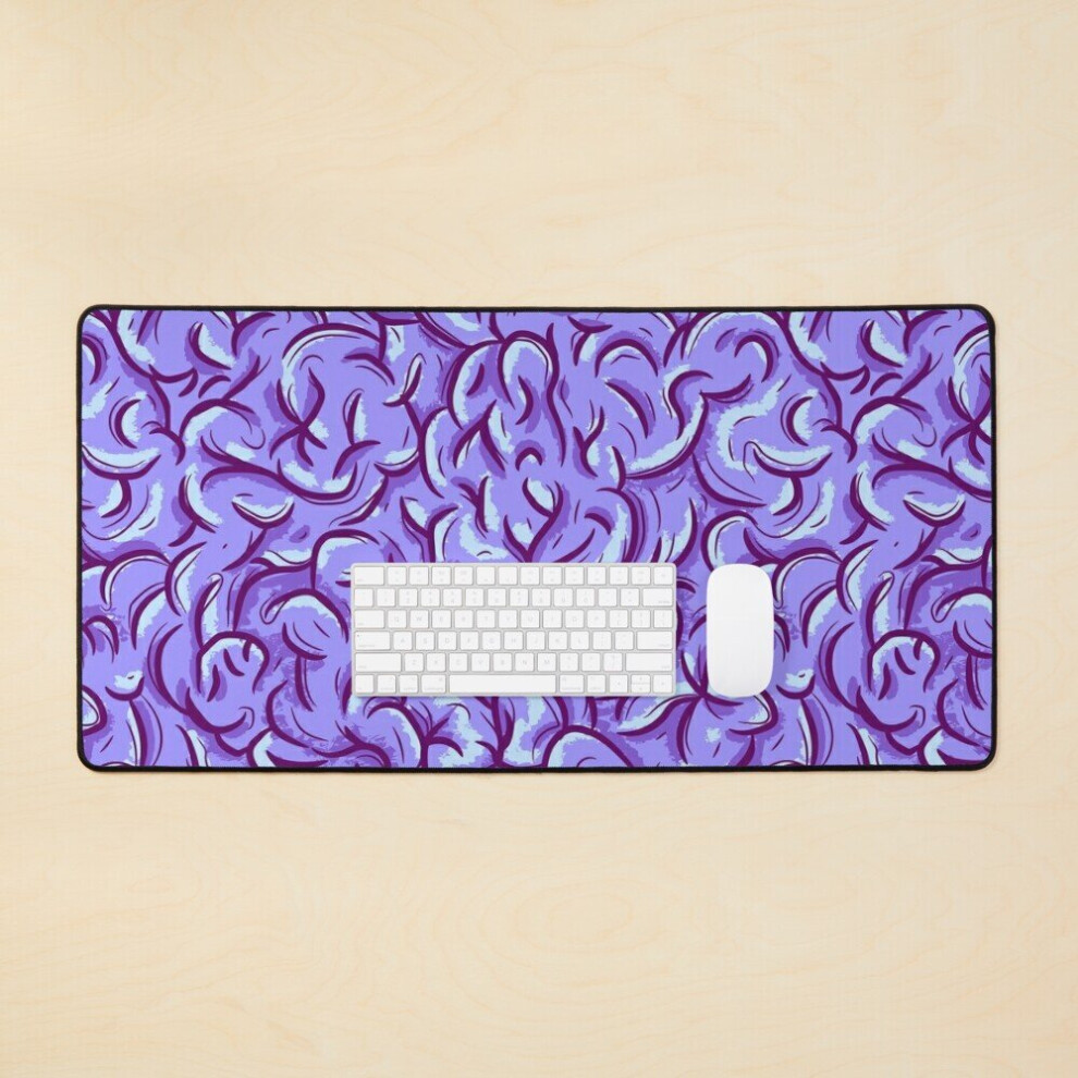 Desk Mat Halloween Zombie Brain Seamless Pattern Large Gaming Mouse Pad 35X16 Inch Purple 7802738363616