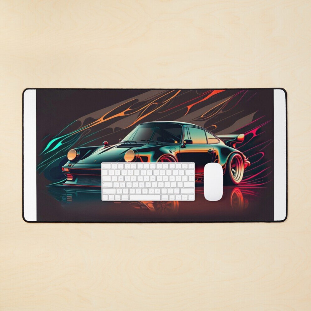 Desk Mat Porsche 911 Vector Art Large Gaming Mouse Pad 35X16 Inch 7802738373004