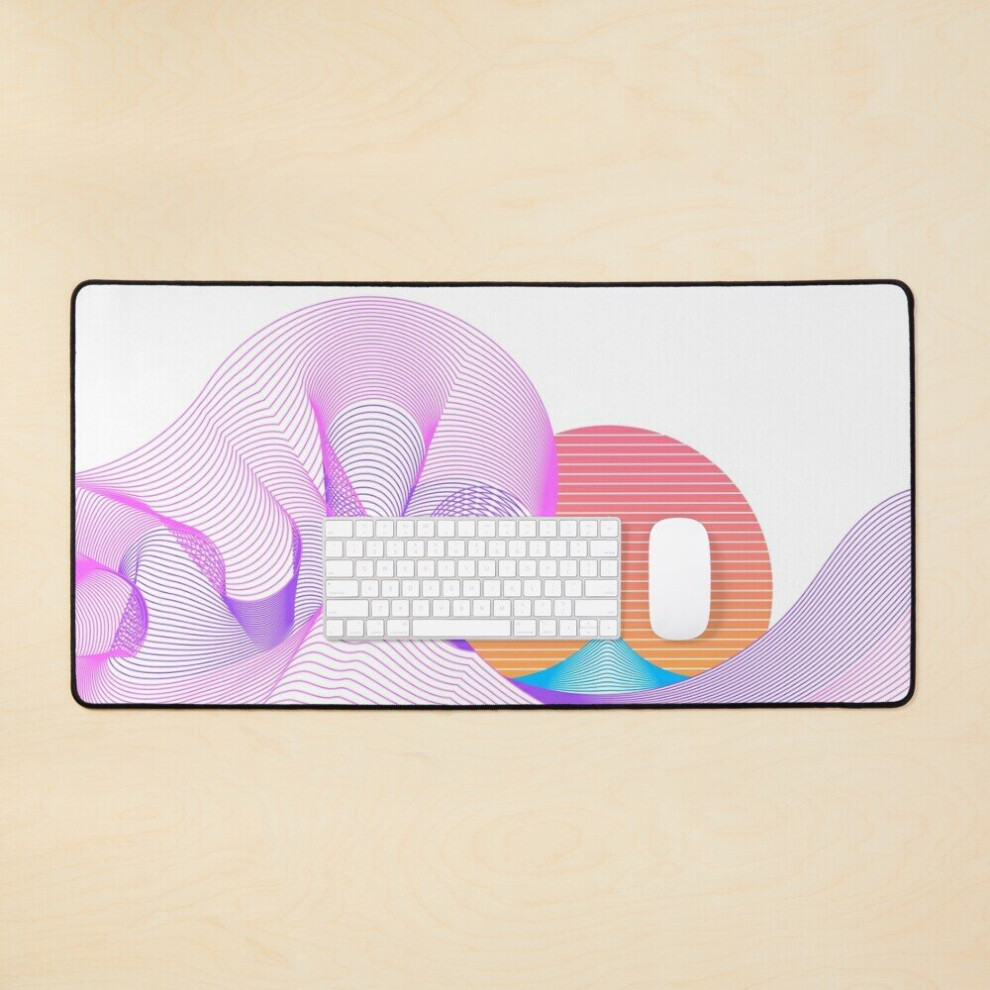 Desk Mat The Great Vaporwave Off Kanagawa Large Gaming Mouse Pad 35X16 Inch 7802738377064