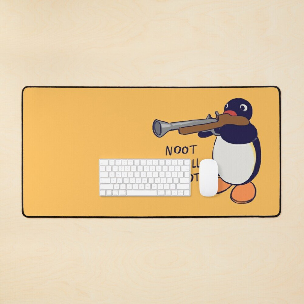 Desk Mat I Draw Gun Penguin Meme / Noot Or I'll Shoot Text Large Gaming Mouse Pad 35X16 Inch 7802738360936