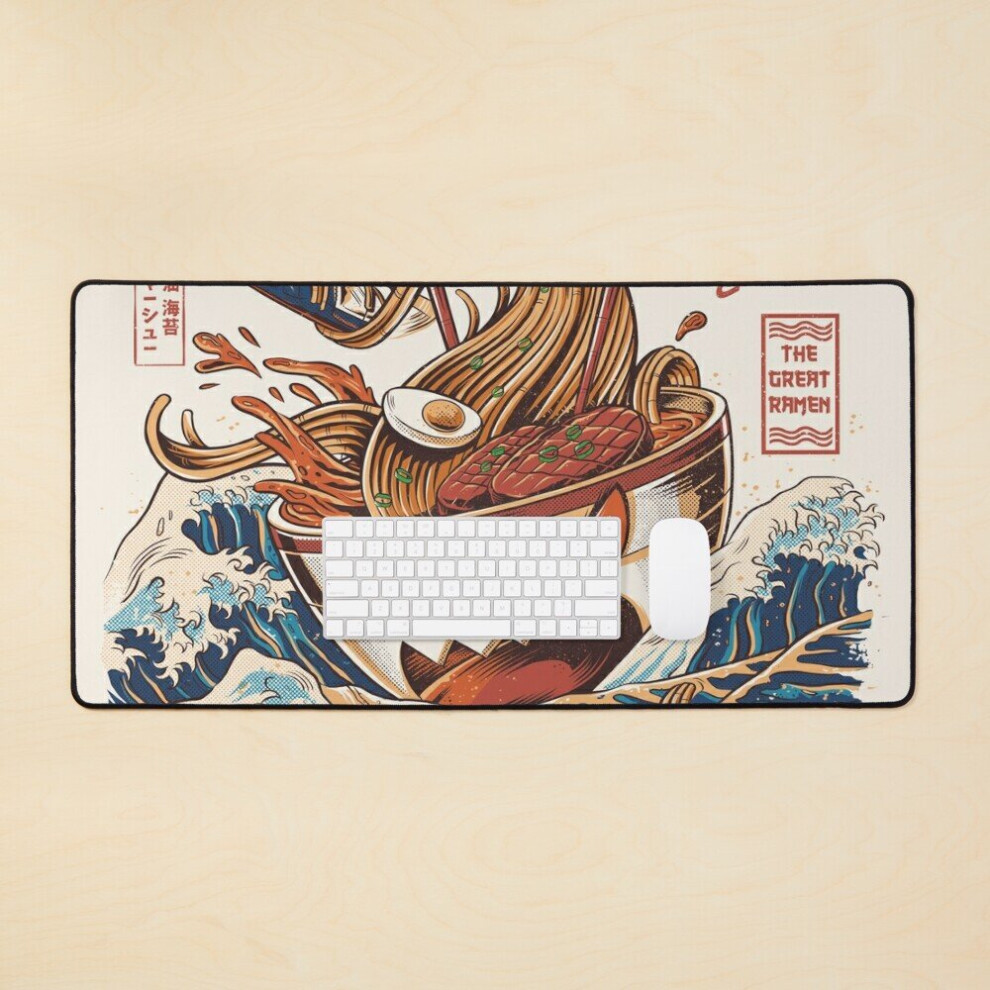Desk Mat The Great Ramen Off Kanagawa Large Gaming Mouse Pad 35X16 Inch 7802738310931