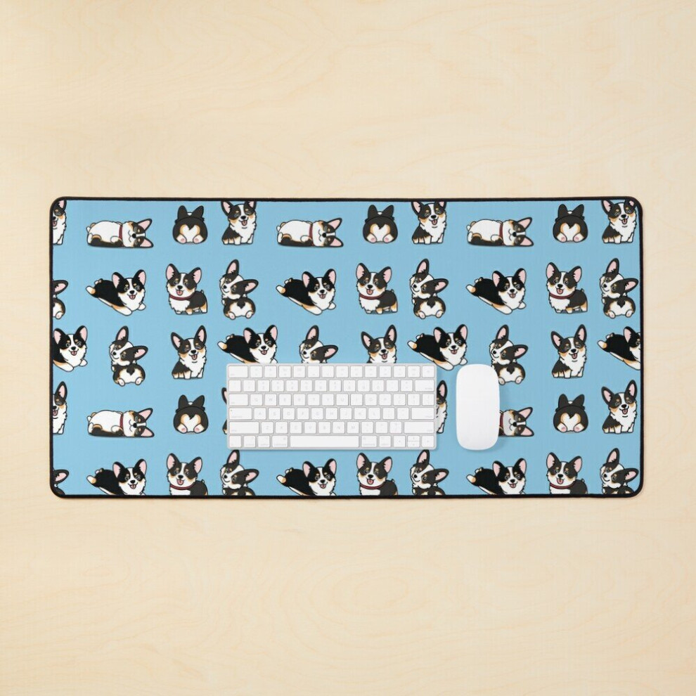Desk Mat Kawaii Corgi Tri Color Large Gaming Mouse Pad 35X16 Inch 7802738378993