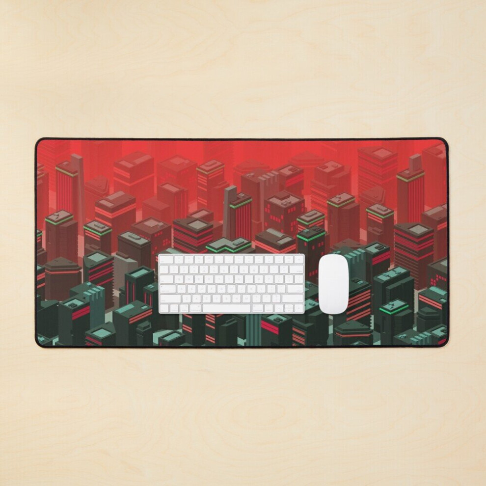 Desk Mat Neon Cityscape - Terminus Large Gaming Mouse Pad 35X16 Inch 7802738386578