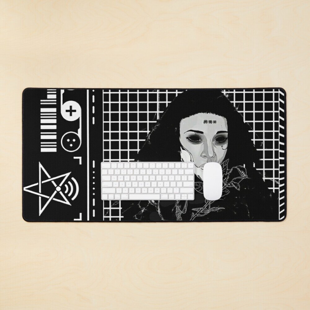 Desk Mat Gothic Cyberpunk Vaporwave Urban Style Large Gaming Mouse Pad 35X16 Inch 7802738322033