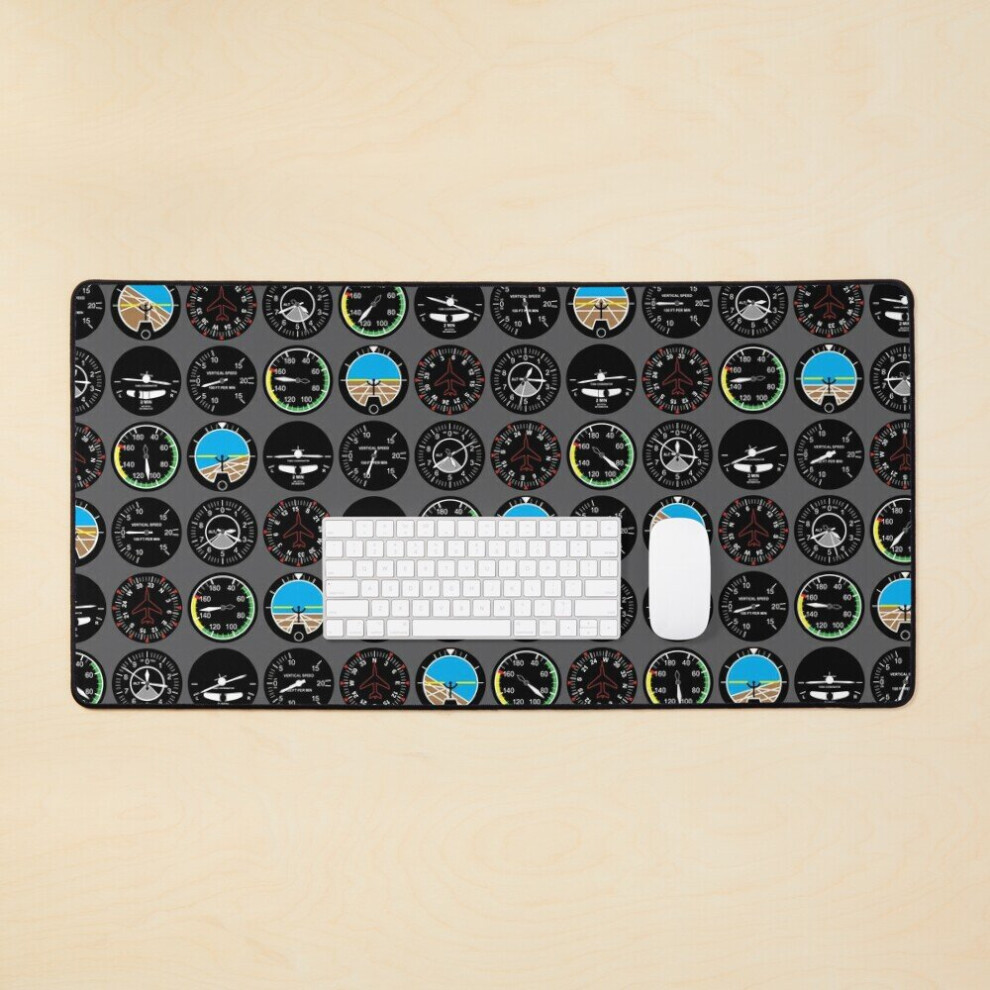 Desk Mat Flight Instruments Large Gaming Mouse Pad 35X16 Inch 7802738377408