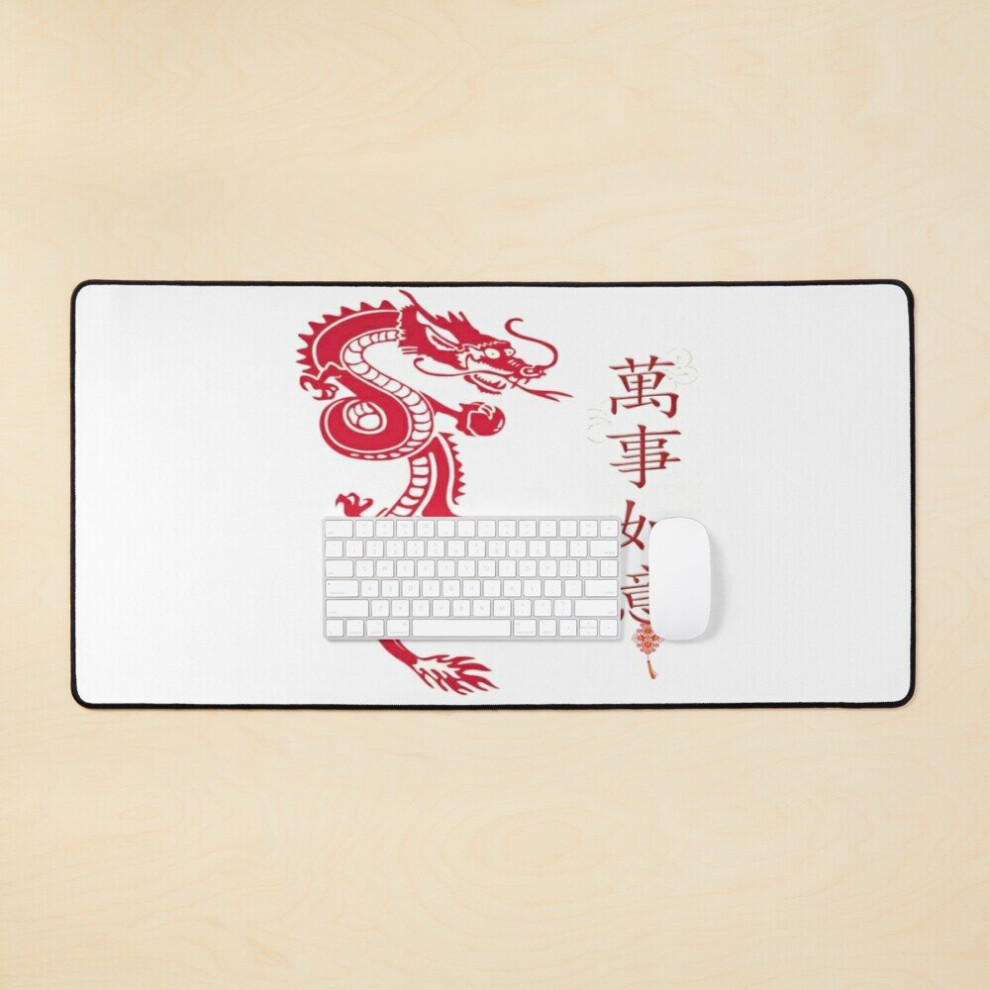 Desk Mat Dragon Large Gaming Mouse Pad 35X16 Inch Red 7802738403701