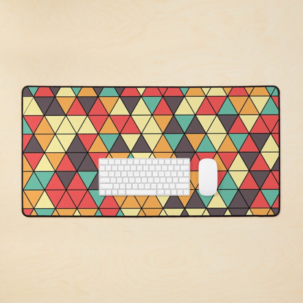 Desk Mat Retro Triangle Pattern Large Gaming Mouse Pad 35X16 Inch 7802738374582